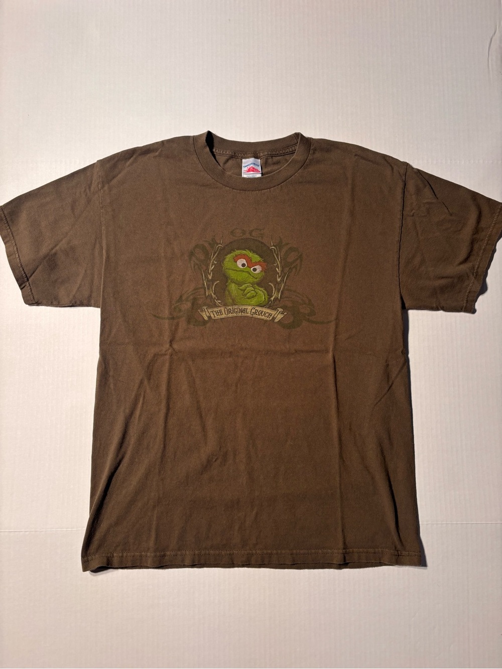 Vtg Sesame Street Oscar The Grouch Cartoon Y2K Tribal Streetwear T-shirt Sz L